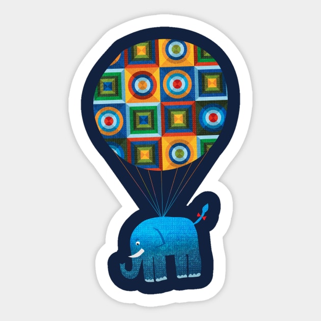 Where the blue elephants fly Sticker by kasia_dippel